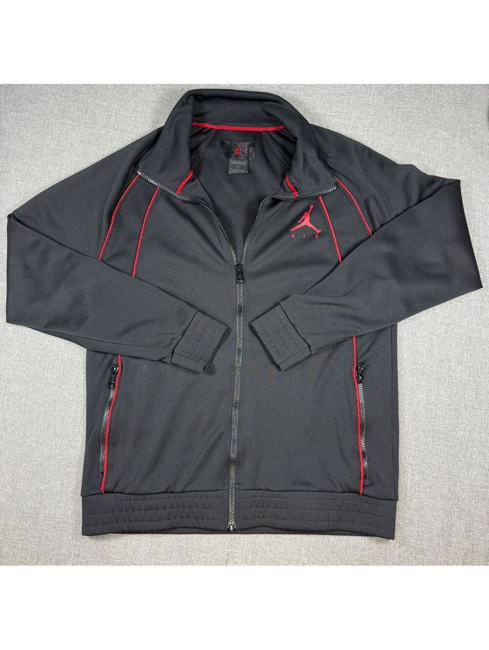 Jordan Black Track Jacket with Red Accents, Size M